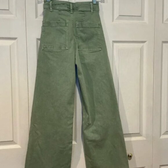 Zara Green Wide Leg High Waisted Flare Jeans - Size 0 - Picture 4 of 5